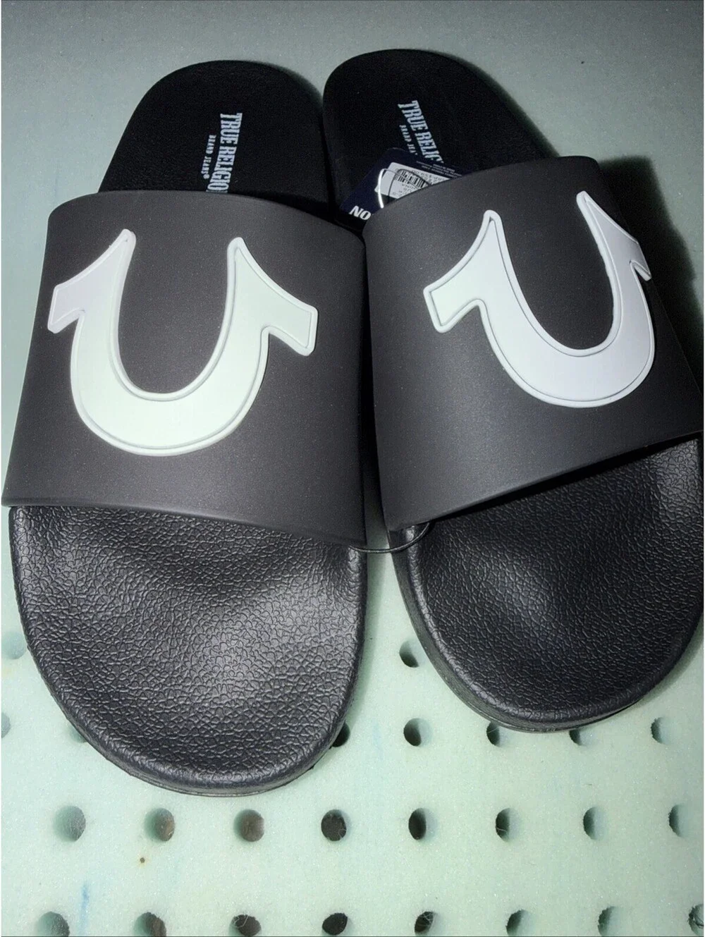 TRUE RELIGION Mens Slides Horseshoe Logo black various